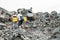 CERRO NEGRO, NICARGAUA - APRIL 26, 2016: Tourists climb to the rim of Cerro Negro volcano, Nicaragua. Volcano boarding