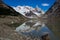 Cerro Torre peaks and lake laguna Torre in Argentina Patagonia without tourists