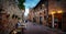 Certaldo, Tuscany / Italy - 09.15.2017: ancent typical street of Certaldo With people on the street