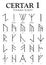 CERTAR Alphabet 1 - Tolkien Script on white background