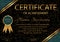 Certificate of achievement or diploma. Elegant black template wi