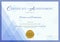 Certificate of achievement template with blue theme background