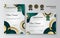 Certificate of achievement templates with elements of luxury gold badges, green shapes, and modern line patterns. Vector graphic