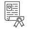 Certificate birth document icon, outline style