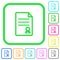 Certificate document vivid colored flat icons icons