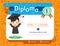 Certificate kids diploma, kindergarten template layout doodle