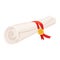 Certificate paper roll and red ribbon golden tag