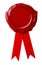 Certificate Red wax seal or signet with ribbon isolated