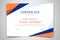 Certificate template banner with polygonal geometric shape for print template with orange dark blue and white clean modern -