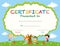 Certificate template with kids planting trees