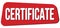 CERTIFICATE text on red trapeze stamp sign