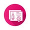 Certificate vaccination icon with long shadow for graphic and web design.