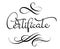 Certificate word with flourish on white background. Calligraphy lettering illustration EPS10