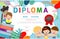 Certificates kindergarten and elementary, Preschool Kids Diploma certificate background design template