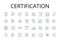 Certification line icons collection. Approval, Accreditation, Authentication, Authorization, Confirmation, Endorsement