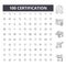 Certification line icons, signs, vector set, outline illustration concept