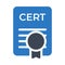 Certified document glyph color flat vector icon