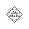 Certified halal food label line icon