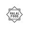 Certified halal food label line icon