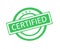 Certified word written on green rubber stamp