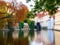 Certovka, Devil River, with watermill wheel at Kampa Island, Prague, Czech Republic.