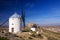 Cervantes Don Quixote windmills and Consuegra castle. Castile La