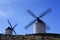 Cervantes Don Quixote windmills and Consuegra castle. Castile La