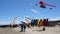 Cervia, ITaly : 04 21 2024 Festival degli Acquiloni a free kite event on beach with thousands of colorful kites in the