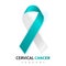 Cervical Cancer Awareness Month. Realistic Teal White ribbon symbol. Medical Design. Vector illustration