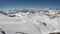 Cervinia, Italy. Great landscape of the slopes and the valley from Plateau Rosa at 3,480 meters above sea level. Italian Alps