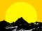 Cervino - Backlight Matterhorn mount stock logo - Sun and orange sky