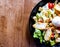 Cesar salad dish on table