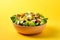 Cesar Salad tasty fast food street food for take away on yellow background