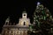 CESKE BUDEJOVICE, CZECH REPUBLIC - December 2, 2017: The historic city center. Christmas tree with town hall
