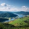 Ceske Stredohori aerial panorama landscape view from lookout tower Stribrnik, Rozhledna St brn k (Frotzelova