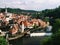 Cesky Krumlov - Czech Republic - May 2016. View of the old city center, the castle and Vltava. Is an object of UNESCO