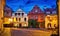 Cesky krumlov, Czech Republic Square with traditional houses