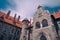 Cesvaine Castle at summer, against the blue sky. Restored castle in Latvia, the city of Cesvaine.