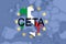 CETA - comprehensive economic and trade agreement on Euro Union and Italy map