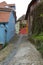 The Cetatii street is leading to the entrance to the old town in Sighisoara city in Romania