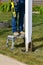 Cetering a white corner vinyl post for a backyard fence