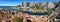 Cetina river Omis aerial panorama, Croatia