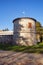 Cetinje city, Montenegro. Tower and wall of ancient Billiard Palace  Biljarda