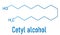 Cetyl or palmityl alcohol molecule. Skeletal formula.