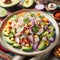 Ceviche is the typical Peruvian dish, which consists of raw fish or seafood marinated in lemon juice.