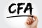 CFA - Chartered Financial Analyst acronym with marker, business concept background