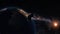 CGI space scene asteroid hitting Earth