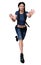 CGI Urban Fantasy woman fighter in jeans and hands outstretched