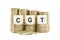 CGT (Capital Gains Tax) on Stacked Coins Isolated White Backgrou