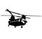 CH-47 Chinook twin-engine transport helicopter with tandem rotor arrangement. Ch 47 Chinook heavy lift helicopter silhouette
